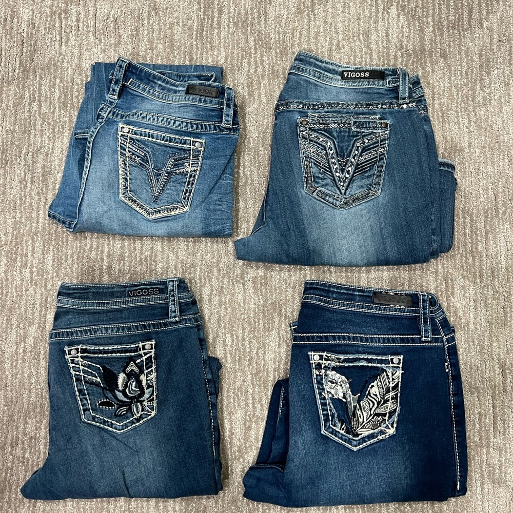 Vigoss Bootcut Denim Jeans with Embroidered Pockets 4 pair!